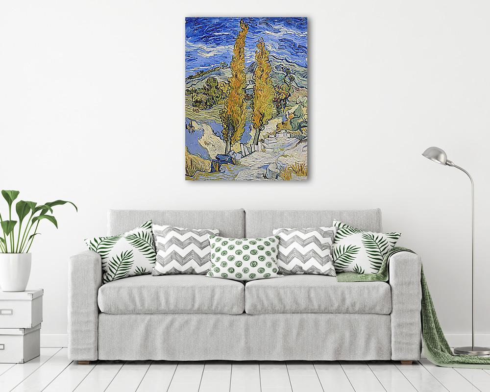 Két nyárfa egy dombon (1889) - vászonkép, falikép vásárlás Két nyárfa egy dombon (1889) (fotótapéta) - vászonkép, falikép otthonra és irodába