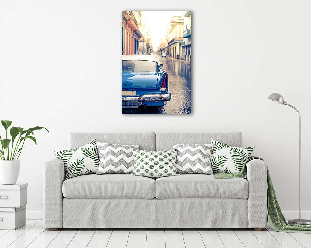 Utcai jelenet esős napon Havannában, Kubában (bögre) - vászonkép, falikép otthonra és irodába