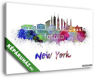 New York skyline in watercolor - vászonkép 3D látványterv