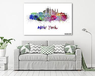 New York skyline in watercolor (vászonkép) - vászonkép, falikép otthonra és irodába