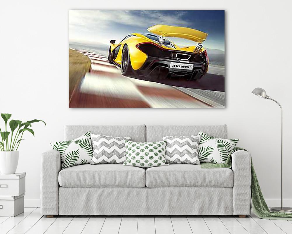 McLaren P1 Yellow Back Run - vászonkép, falikép vásárlás McLaren P1 Yellow Back Run (vászonkép) - vászonkép, falikép otthonra és irodába