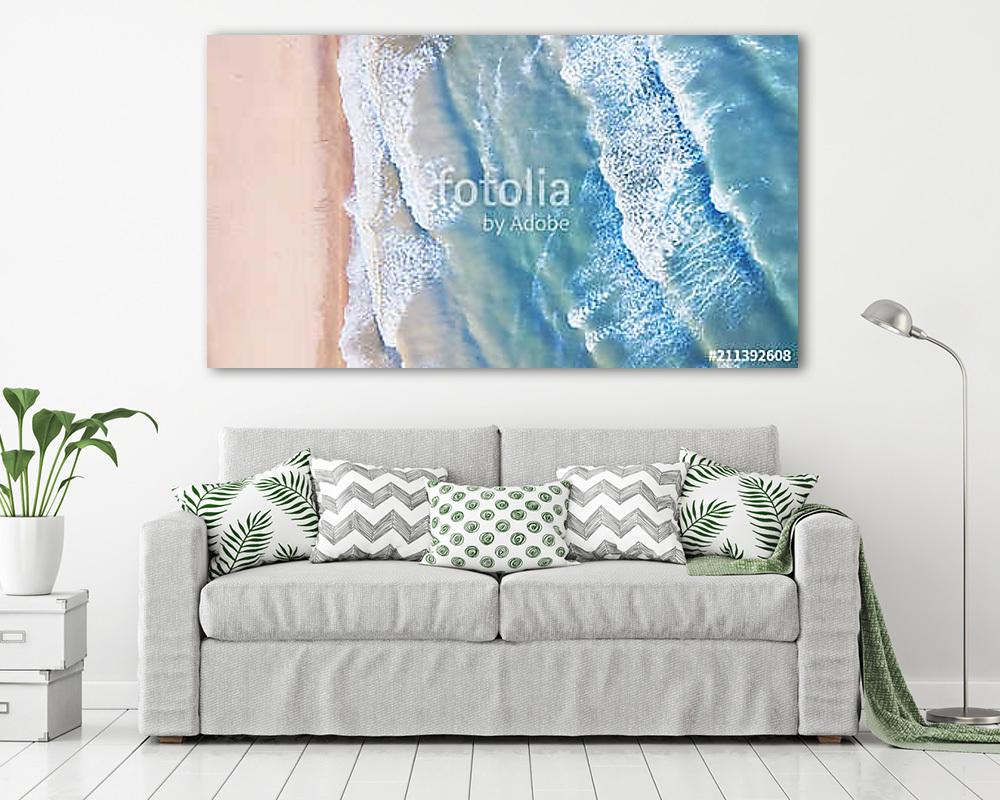 Aerial view on the waves. Beautiful natural seascape from air (vászonkép) - vászonkép, falikép otthonra és irodába