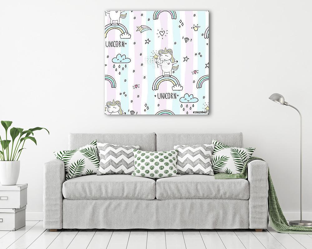 Unikornis világ tapétamintaminta (vászonkép) - vászonkép, falikép otthonra és irodába