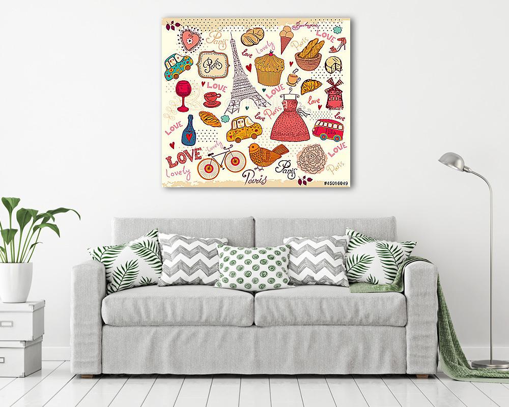 vektor készlet párizsi szimbólumok (fotótapéta) - vászonkép, falikép otthonra és irodába