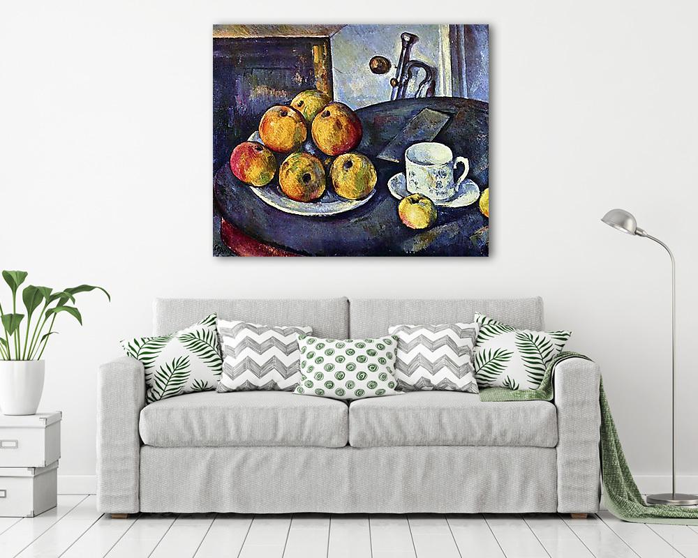 Csendélet csészével és almákkal (keretezett kép) - vászonkép, falikép otthonra és irodába