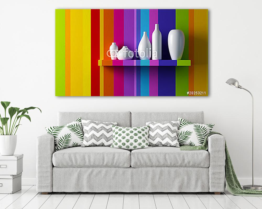 fehér vázák a polcon (poszter) - vászonkép, falikép otthonra és irodába