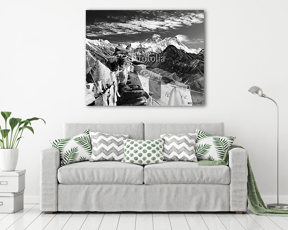 az örökkévalóság a gokyo ri-tól az ima zászlókkal (fotótapéta) - vászonkép, falikép otthonra és irodába