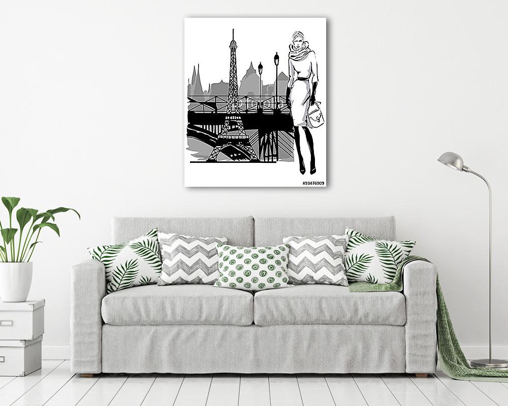 Vázlatos stílusban modellező modellek esik a télen Párizs közelé - vászonkép, falikép vásárlás Vázlatos stílusban modellező modellek esik a télen Párizs közelé (fotótapéta) - vászonkép, falikép otthonra és irodába
