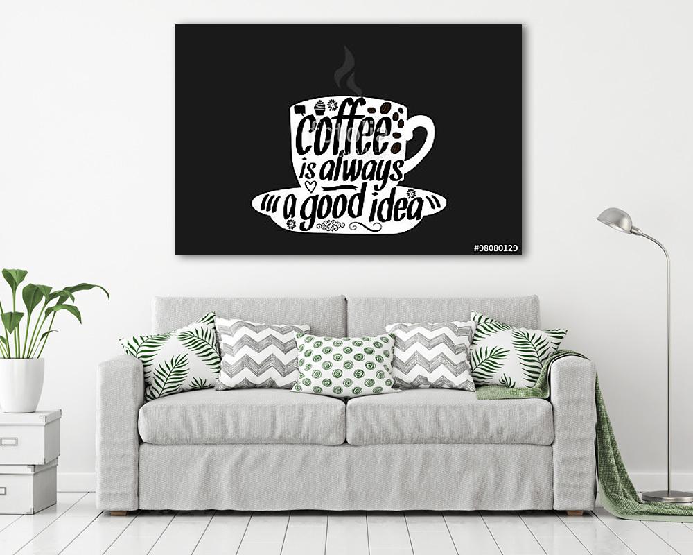 Kávészünet illusztrációja - vászonkép, falikép vásárlás Kávészünet illusztrációja (vászonkép) - vászonkép, falikép otthonra és irodába