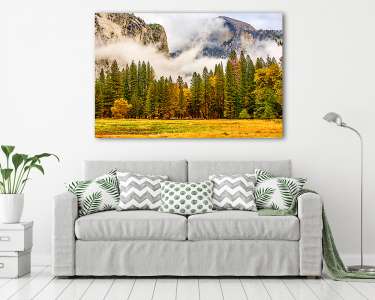 Yosemite-völgy felhős őszi reggelen (vászonkép) - vászonkép, falikép otthonra és irodába