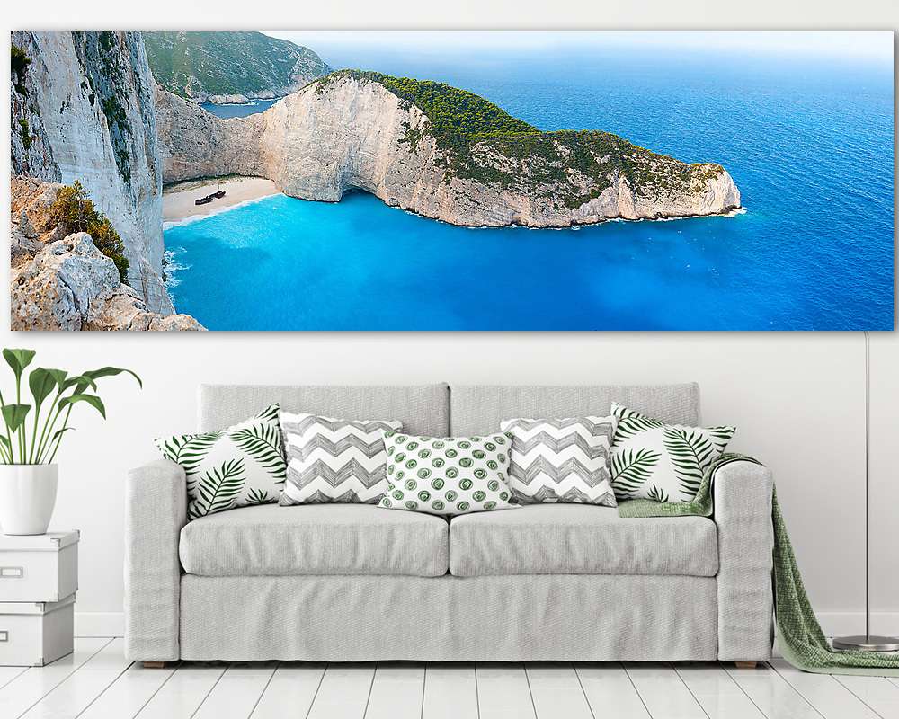 Zakynthos, Navaggio-öböl (panoráma fotó) - vászonkép, falikép vásárlás Zakynthos, Navaggio-öböl (panoráma fotó) (vászonkép) - vászonkép, falikép otthonra és irodába