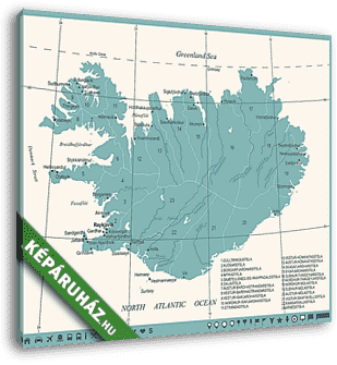 Izland térképe - vászonkép 3D látványterv