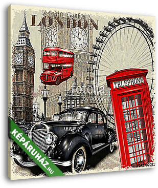 London vintage poster. - vászonkép 3D látványterv