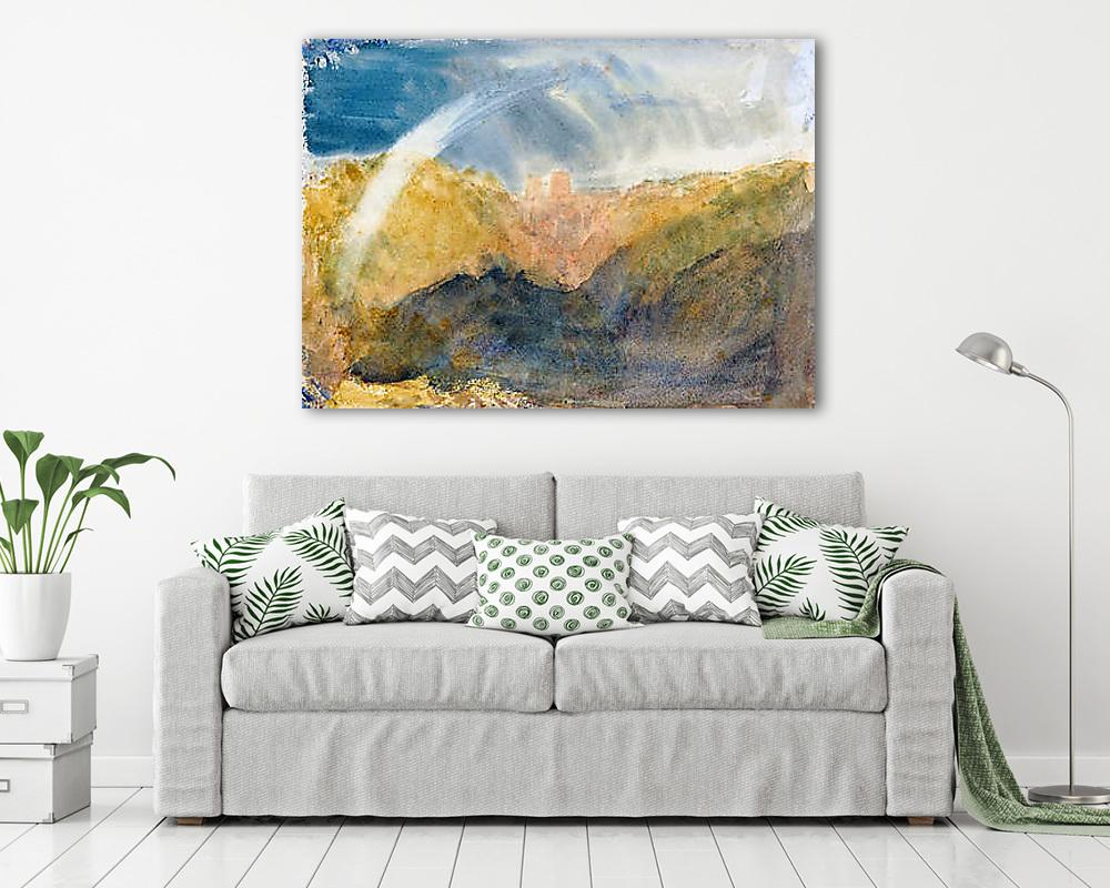 Crichton Castle, Tájkép hegyekkel, szivárvánnyal - vászonkép, falikép vásárlás Crichton Castle, Tájkép hegyekkel, szivárvánnyal (bögre) - vászonkép, falikép otthonra és irodába