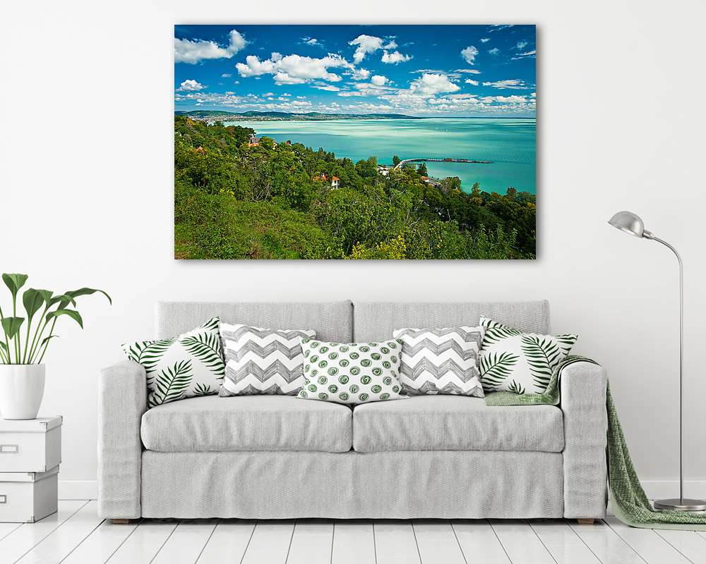 Balatoni látkép, bárányfelhőkkel - vászonkép, falikép vásárlás Balatoni látkép, bárányfelhőkkel (vászonkép) - vászonkép, falikép otthonra és irodába