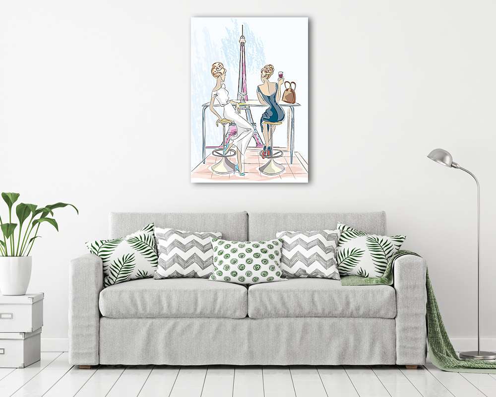 Két gyönyörű nő, kávézóban, koktélban és borban ülve - vászonkép, falikép vásárlás Két gyönyörű nő, kávézóban, koktélban és borban ülve (fotótapéta) - vászonkép, falikép otthonra és irodába