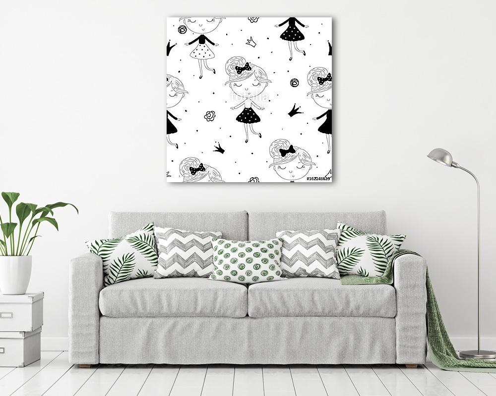 Kislányos tapétaminta (keretezett kép) - vászonkép, falikép otthonra és irodába