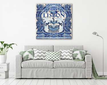 Lisbon Ceramic Tile Vector Lisboa Souvenir (vászonkép) - vászonkép, falikép otthonra és irodába