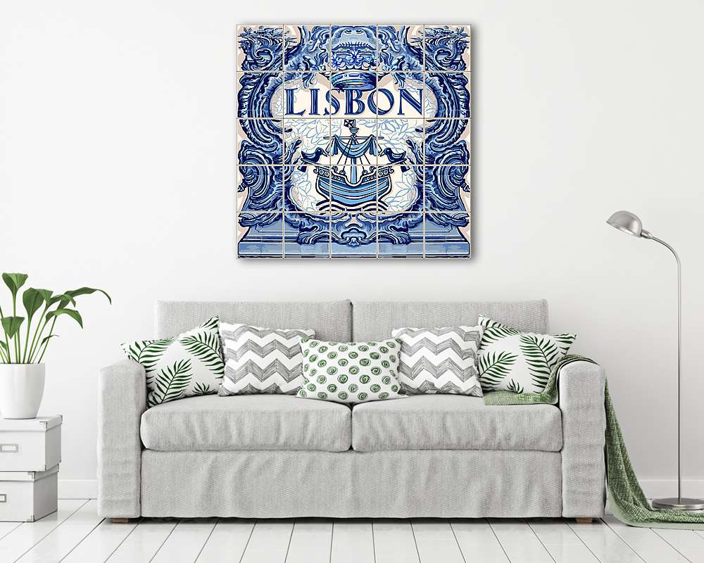 Lisbon Ceramic Tile Vector Lisboa Souvenir - vászonkép, falikép vásárlás Lisbon Ceramic Tile Vector Lisboa Souvenir (vászonkép) - vászonkép, falikép otthonra és irodába