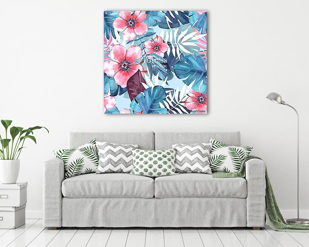 Seamless tropical pattern 3. Watercolor illustration (vászonkép) - vászonkép, falikép otthonra és irodába