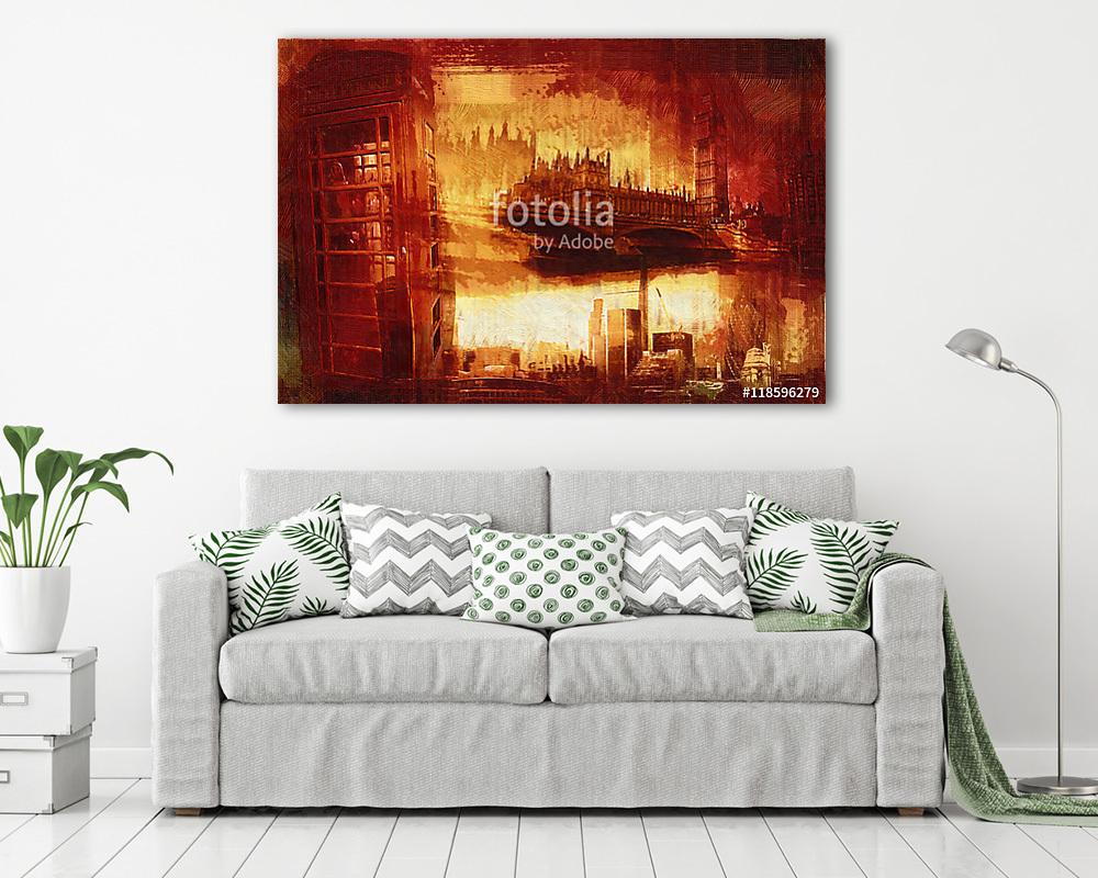 London oil art illustration (többrészes kép) - vászonkép, falikép otthonra és irodába