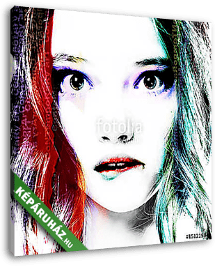 Multi-colored portrait of a young girl decorated in a modern style Pop Art.. - vászonkép 3D látványterv