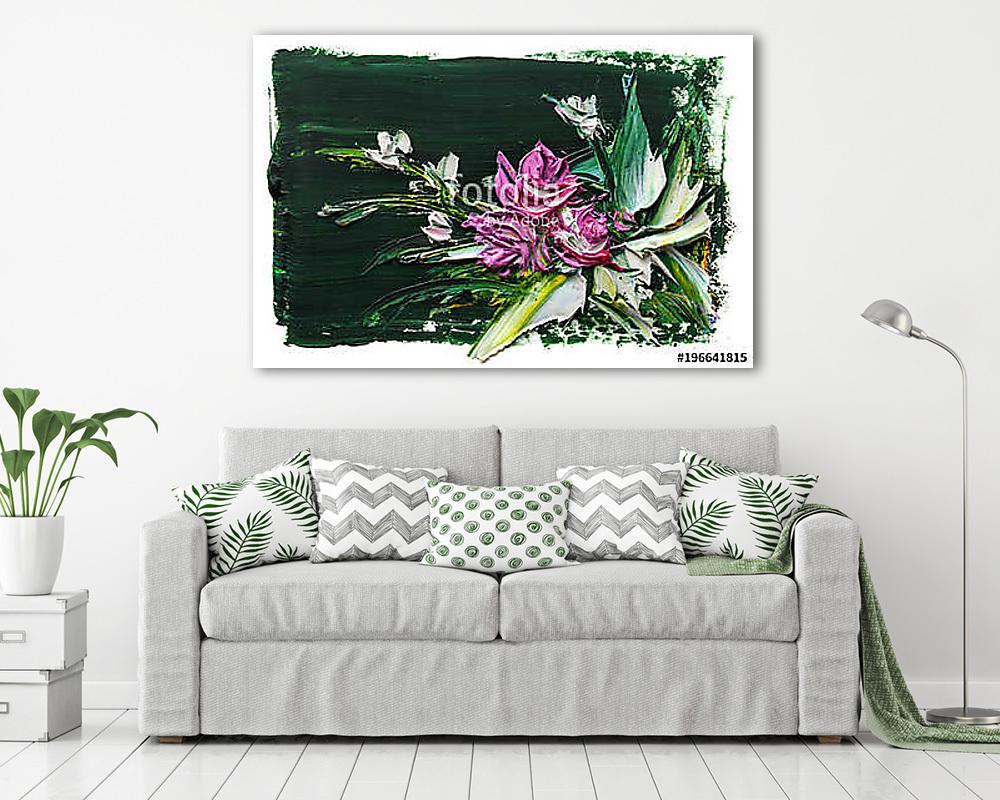 Absztrakt rózsaszín virág kompozíciója (olajfestmény reprodukció) (fotótapéta) - vászonkép, falikép otthonra és irodába