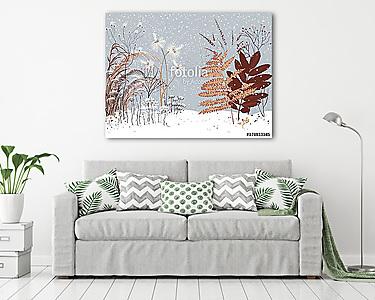 Téli táj növényekkel (vászonkép) - vászonkép, falikép otthonra és irodába