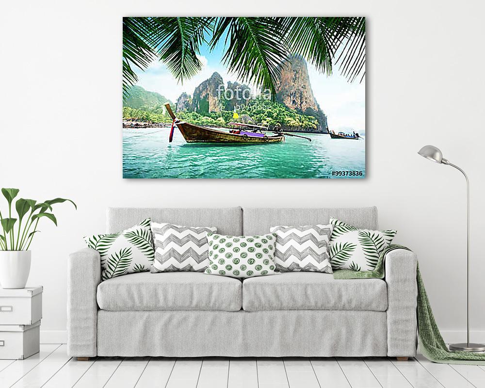 Railay beach in Krabi Thailand (vászonkép) - vászonkép, falikép otthonra és irodába