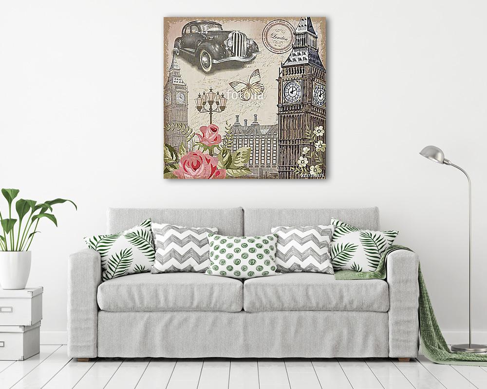 London vintage postcard. - vászonkép, falikép vásárlás London vintage postcard. (keretezett kép) - vászonkép, falikép otthonra és irodába