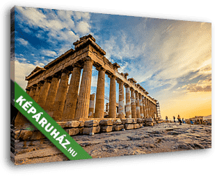 Akropolisz naplementében túristákkal (Athén) - vászonkép 3D látványterv