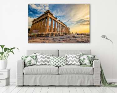 Akropolisz naplementében túristákkal (Athén) (vászonkép) - vászonkép, falikép otthonra és irodába