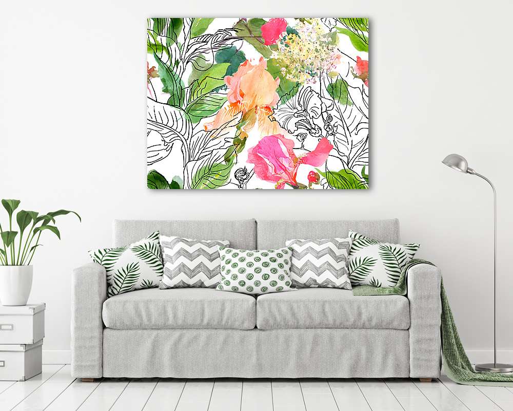 Trópusi virágminták - vászonkép, falikép vásárlás Trópusi virágminták (vászonkép) - vászonkép, falikép otthonra és irodába