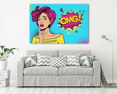 Pop Art - Vörös nő OMG (vászonkép) - vászonkép, falikép otthonra és irodába