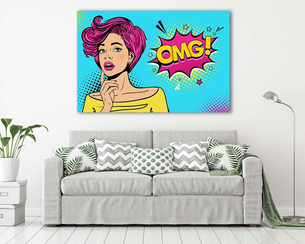 Pop Art - Vörös nő OMG - vászonkép, falikép vásárlás Pop Art - Vörös nő OMG (vászonkép) - vászonkép, falikép otthonra és irodába