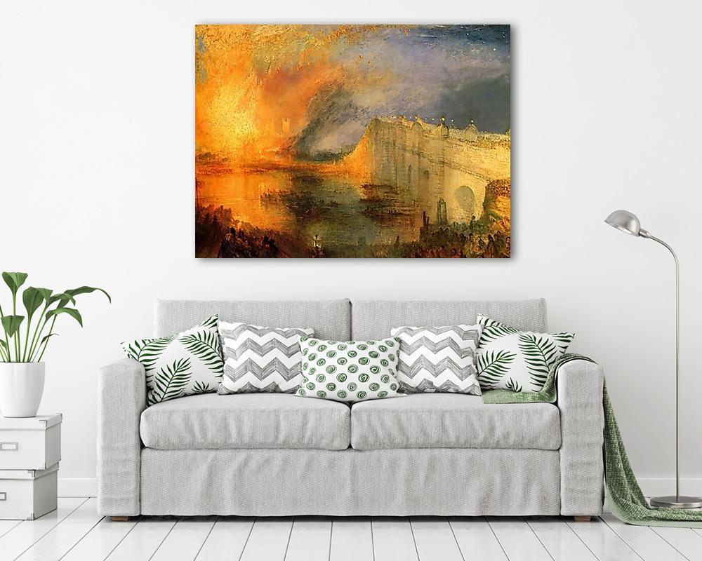 A lord és a köznép égő házai (keretezett kép) - vászonkép, falikép otthonra és irodába