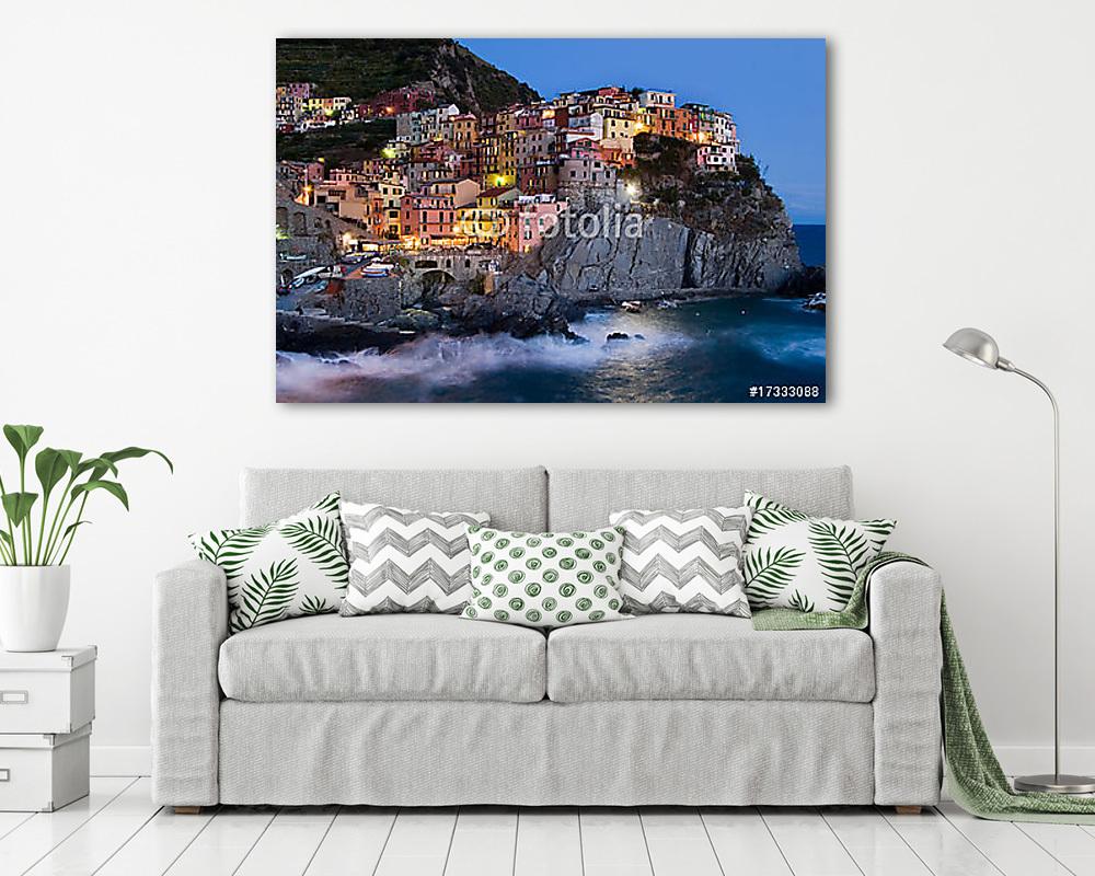 Manarola napnyugta után (többrészes kép) - vászonkép, falikép otthonra és irodába