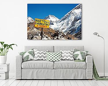 tábla útja az Everest bc és himalájai panoráma felszereléséhez (vászonkép) - vászonkép, falikép otthonra és irodába