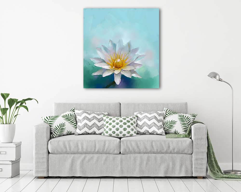 Lótusz virág (olajfestmény reprodukció) - vászonkép, falikép vásárlás Lótusz virág (olajfestmény reprodukció) (keretezett kép) - vászonkép, falikép otthonra és irodába