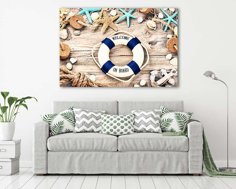 Nyári üdülési keret kerti kagylókkal és strand kiegészítőkkel - vászonkép, falikép vásárlás Nyári üdülési keret kerti kagylókkal és strand kiegészítőkkel (vászonkép) - vászonkép, falikép otthonra és irodába