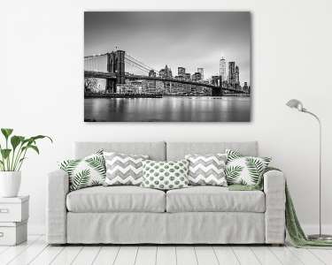 Brooklyn-híd és New York-i város Manhattan belvárosának horizont (vászonkép) - vászonkép, falikép otthonra és irodába
