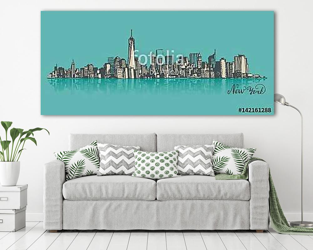 Manhattan New York-i vázlata (fotótapéta) - vászonkép, falikép otthonra és irodába