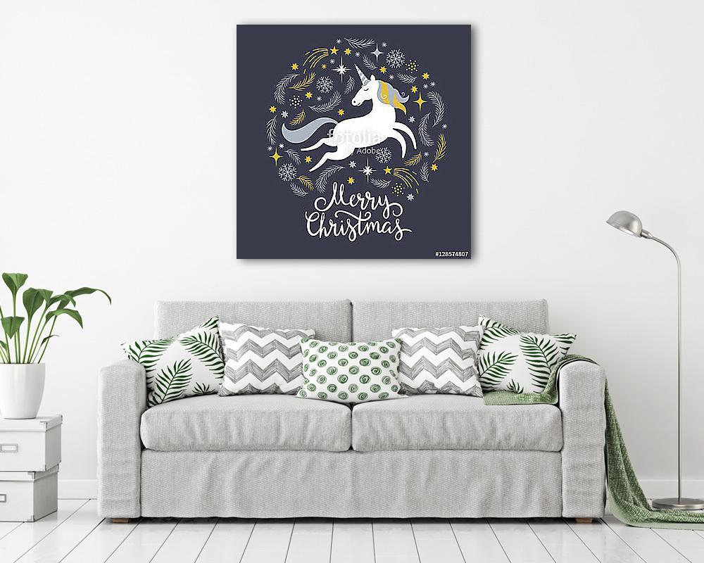 Karácsonyi unikornis - vászonkép, falikép vásárlás Karácsonyi unikornis (vászonkép) - vászonkép, falikép otthonra és irodába