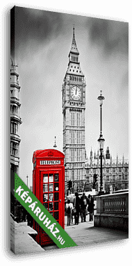 Vörös telefonfülke és Big Ben Londonban, Angliában, az Egyesült  - vászonkép 3D látványterv