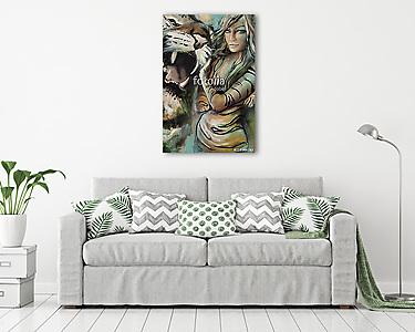 Tigris nő festmény (vászonkép) - vászonkép, falikép otthonra és irodába