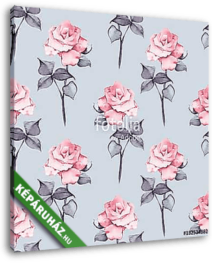 Floral seamless pattern. Watercolor background with pink flowers - vászonkép 3D látványterv