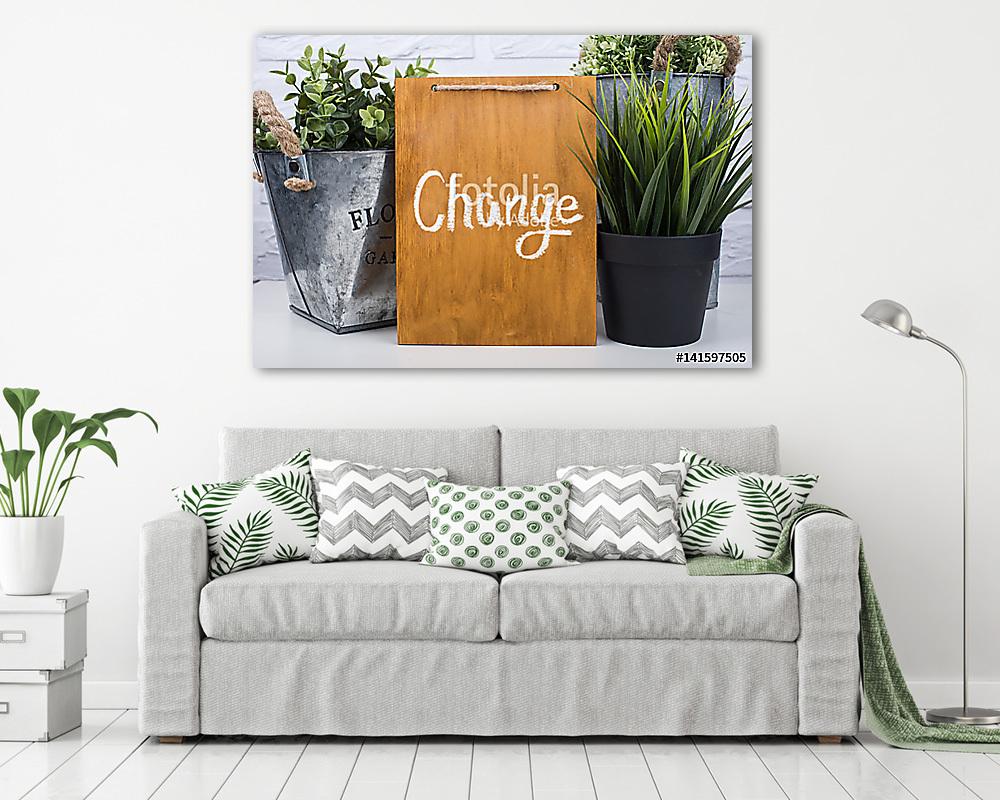 Wooden board with text change - vászonkép, falikép vásárlás Wooden board with text change (keretezett kép) - vászonkép, falikép otthonra és irodába