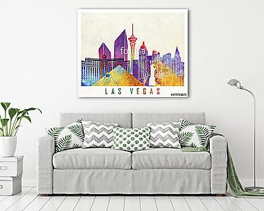 Las Vegas landmarks watercolor poster (vászonkép) - vászonkép, falikép otthonra és irodába