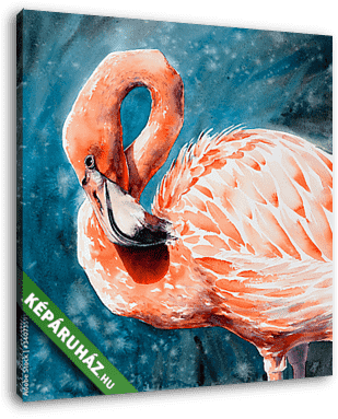 Flamingó, vízfesték stílusban - vászonkép 3D látványterv