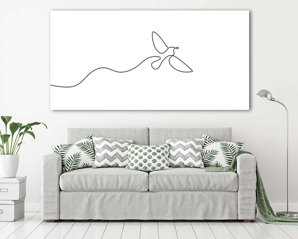 Repülő madár (vonalrajz, line art) (keretezett kép) - vászonkép, falikép otthonra és irodába